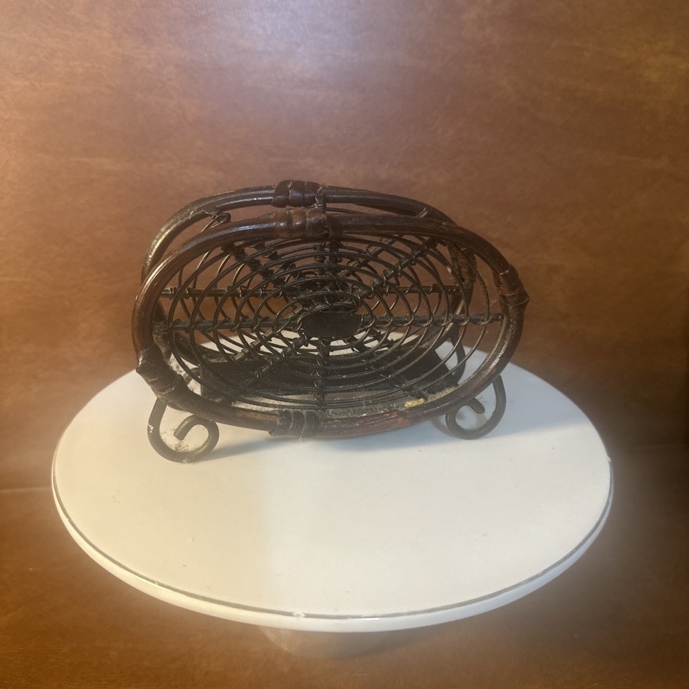 Rustic Metal+Bamboo Letter/ Napkin Holder